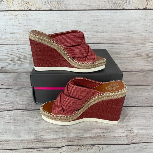 Vince Camuto Bailah Womens Sz 6M Platform Sandals Tapue Red Morccan - Picture 2 of 11